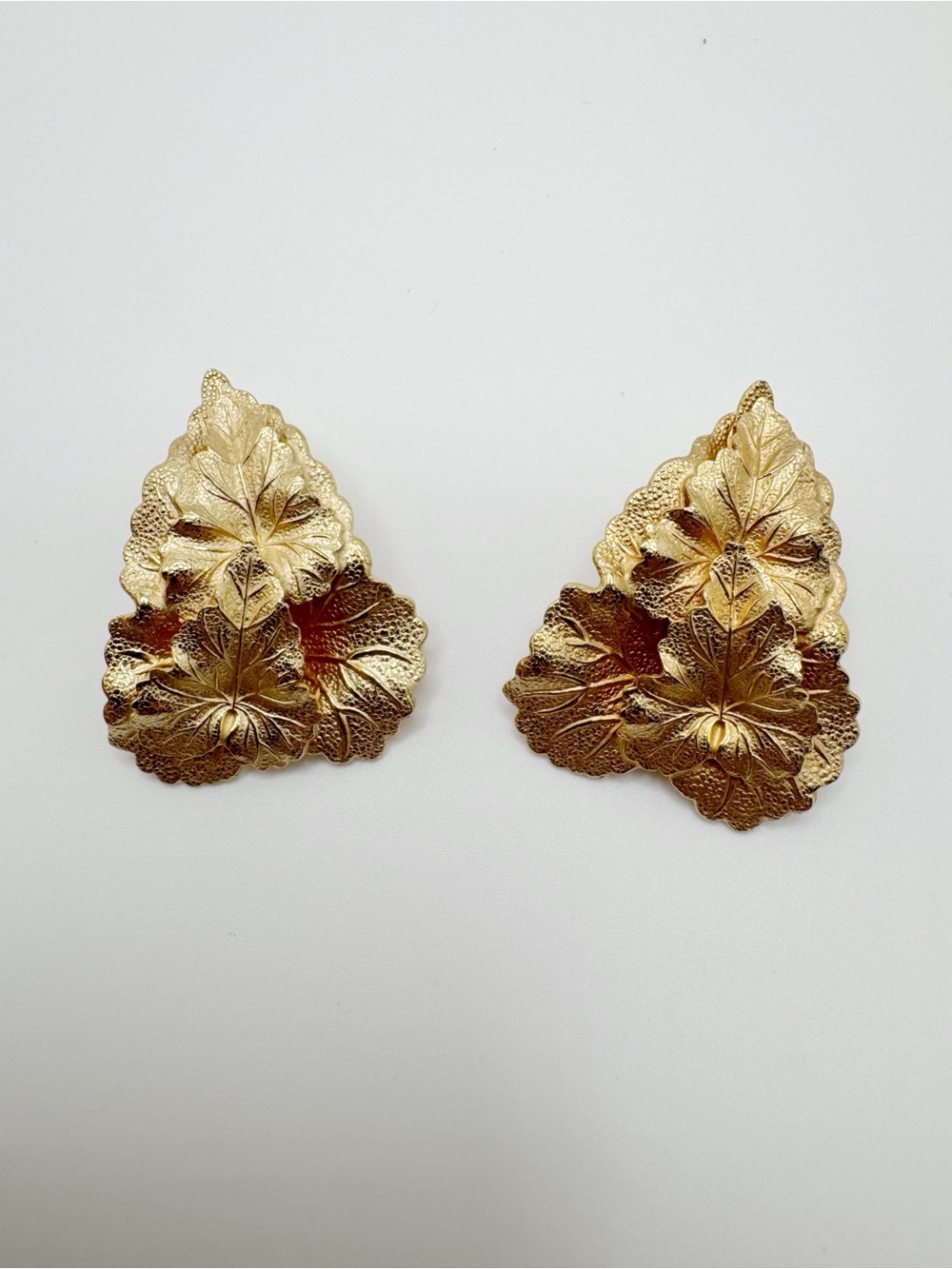 Vintage Gold Leaf Clip-On Earrings - Whimsy, Fun, Lightweight